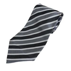 Gianfranco Valentino Necktie Tie 55" Long Gray Striped Silk Formal Preppy Italy